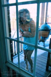 tgirl in skimpy pjs locked outside in winter
