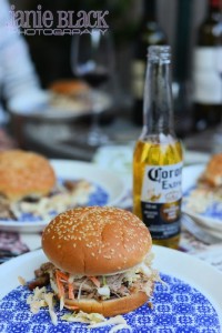 carolina pulled pork sandwich with cole slaw and beer summer barbecue